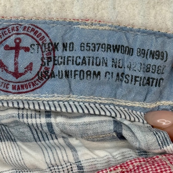 Nautica Co Mens Red Wh Gingham Cargo Shorts Cotton 36 preppy coastal gorpcore - Picture 10 of 10